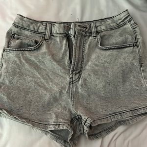 Black acid wash shorts